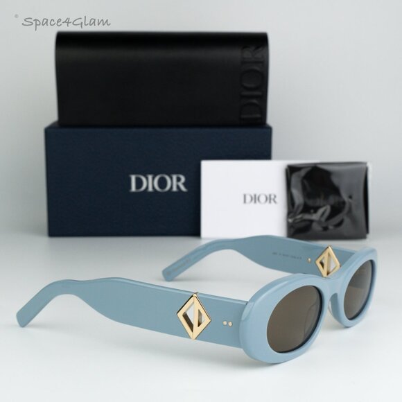 BRAND NEW Dior CD DIAMOND EDITION R11 30F0 Blue Brown Unisex Cat Eye Sunglasses - Picture 1 of 12
